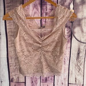 Pink lace crop top
